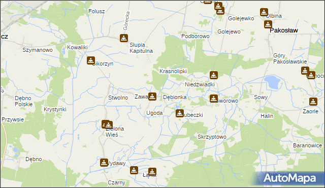 mapa Dębionka gmina Pakosław, Dębionka gmina Pakosław na mapie Targeo