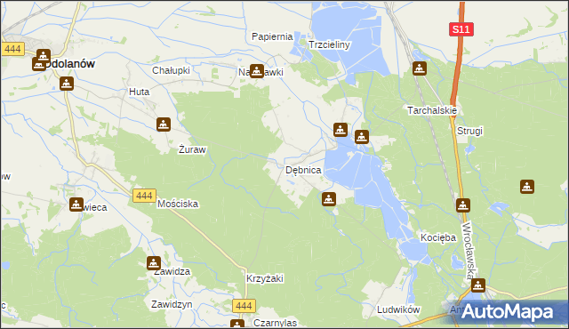 mapa Dębnica gmina Przygodzice, Dębnica gmina Przygodzice na mapie Targeo