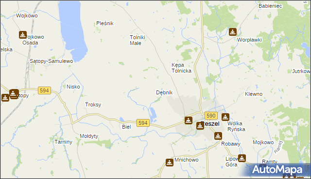 mapa Dębnik gmina Reszel, Dębnik gmina Reszel na mapie Targeo