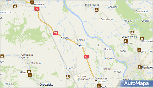 mapa Dębno gmina Leżajsk, Dębno gmina Leżajsk na mapie Targeo