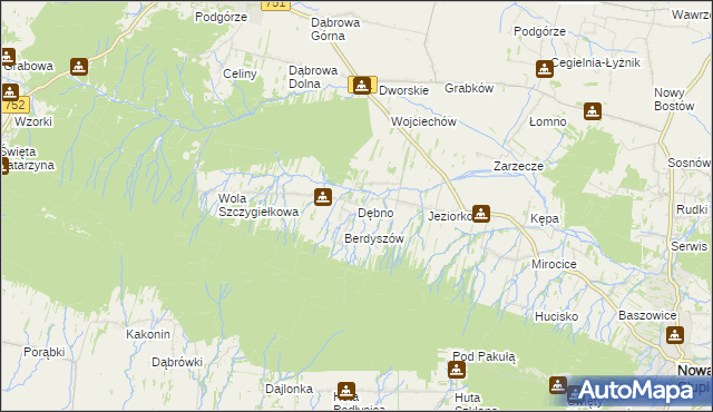 mapa Dębno gmina Nowa Słupia, Dębno gmina Nowa Słupia na mapie Targeo