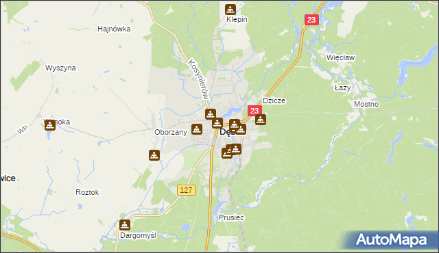 mapa Dębno powiat myśliborski, Dębno powiat myśliborski na mapie Targeo