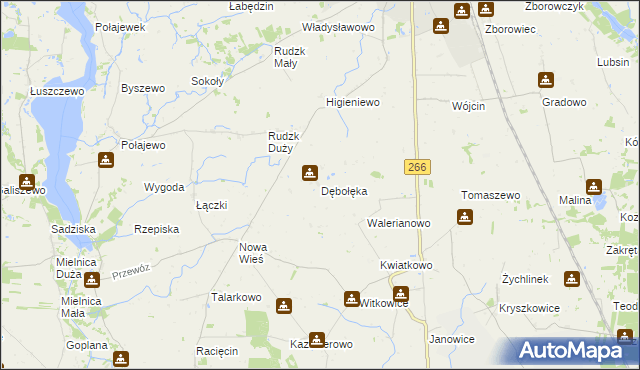 mapa Dębołęka gmina Piotrków Kujawski, Dębołęka gmina Piotrków Kujawski na mapie Targeo