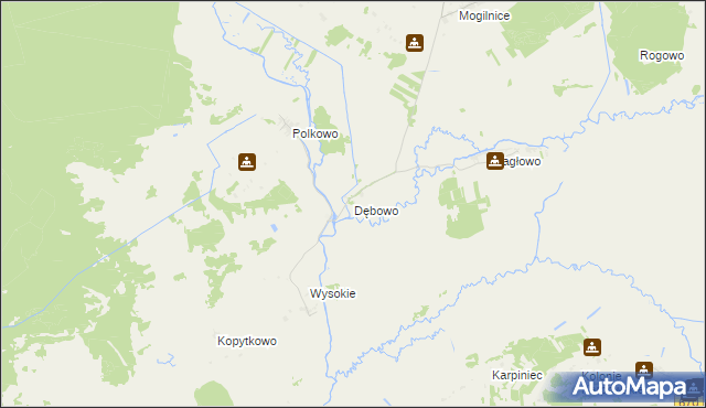 mapa Dębowo gmina Sztabin, Dębowo gmina Sztabin na mapie Targeo