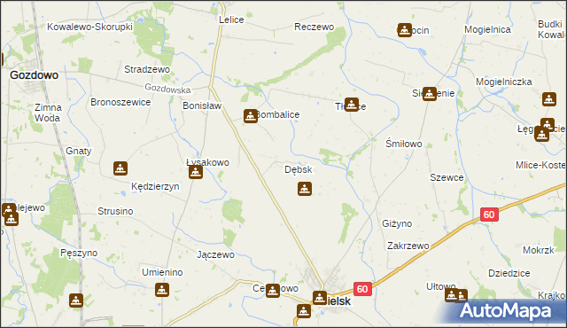 mapa Dębsk gmina Bielsk, Dębsk gmina Bielsk na mapie Targeo