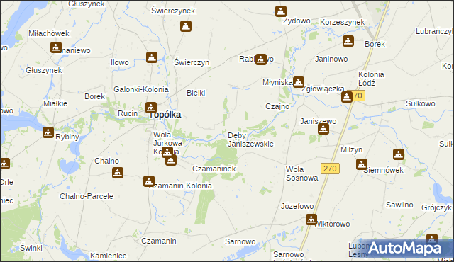 mapa Dęby Janiszewskie, Dęby Janiszewskie na mapie Targeo