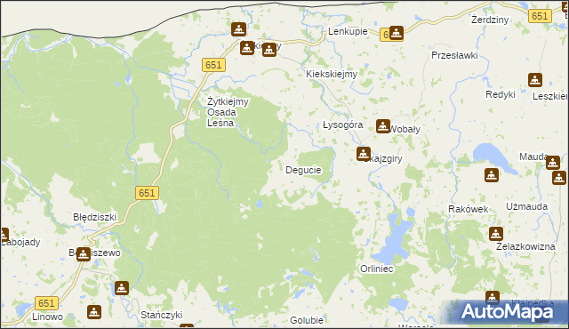 mapa Degucie gmina Dubeninki, Degucie gmina Dubeninki na mapie Targeo