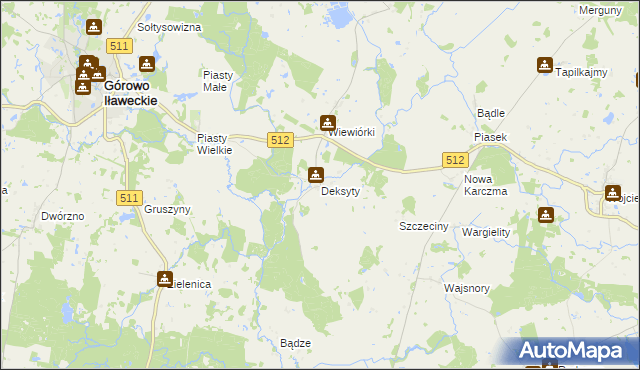 mapa Deksyty, Deksyty na mapie Targeo