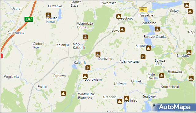 mapa Deksznie, Deksznie na mapie Targeo