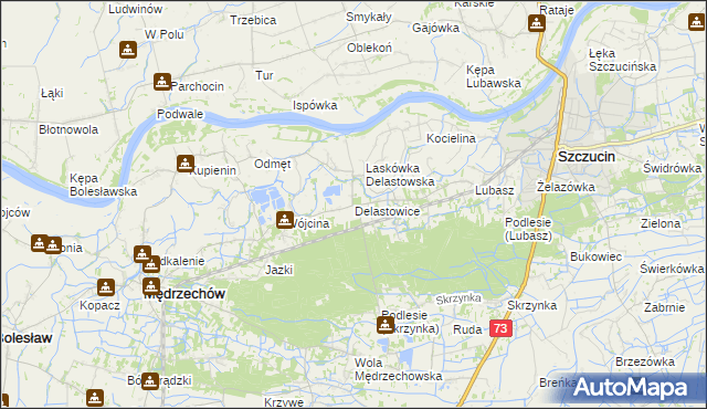mapa Delastowice, Delastowice na mapie Targeo