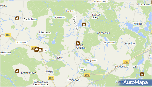 mapa Długa Goślina, Długa Goślina na mapie Targeo