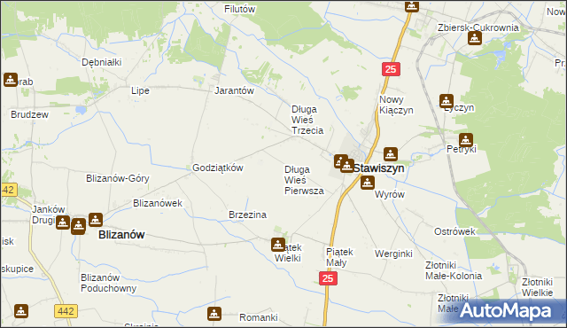 mapa Długa Wieś Pierwsza, Długa Wieś Pierwsza na mapie Targeo