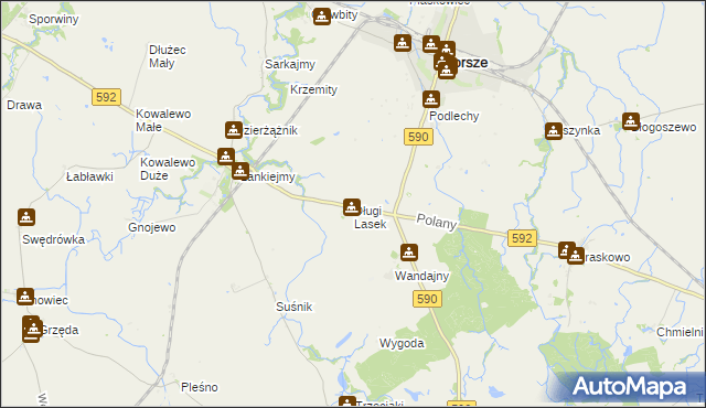 mapa Długi Lasek, Długi Lasek na mapie Targeo