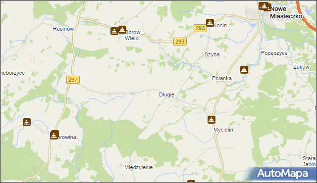 mapa Długie gmina Szprotawa, Długie gmina Szprotawa na mapie Targeo