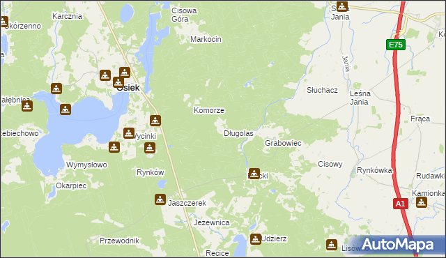mapa Długolas, Długolas na mapie Targeo