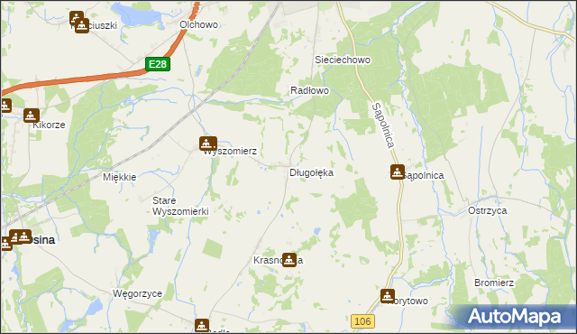 mapa Długołęka gmina Nowogard, Długołęka gmina Nowogard na mapie Targeo