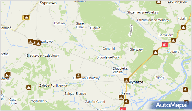 mapa Długołęka-Koski, Długołęka-Koski na mapie Targeo