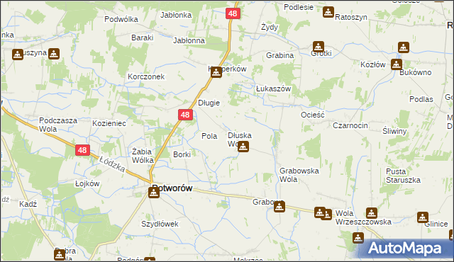 mapa Dłuska Wola, Dłuska Wola na mapie Targeo