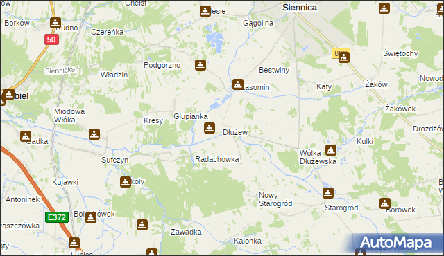 mapa Dłużew, Dłużew na mapie Targeo