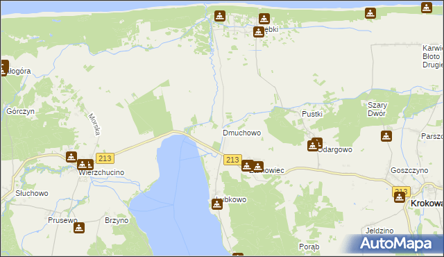 mapa Dmuchowo gmina Krokowa, Dmuchowo gmina Krokowa na mapie Targeo