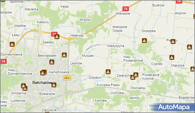 mapa Dobiecin-Kolonia, Dobiecin-Kolonia na mapie Targeo