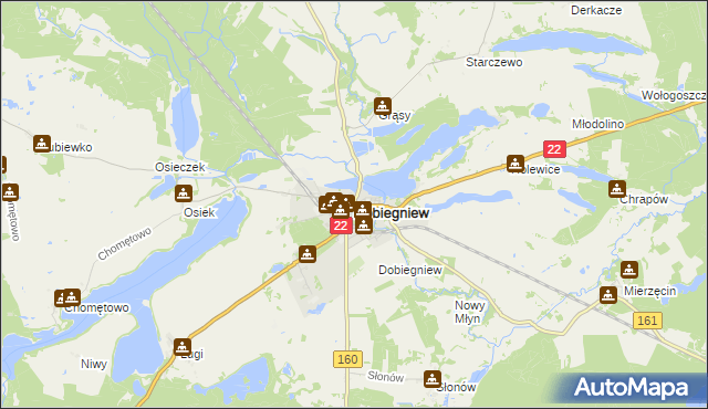 mapa Dobiegniew powiat strzelecko-drezdenecki, Dobiegniew powiat strzelecko-drezdenecki na mapie Targeo