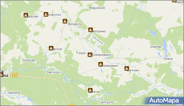 mapa Dobieszewko gmina Dębnica Kaszubska, Dobieszewko gmina Dębnica Kaszubska na mapie Targeo