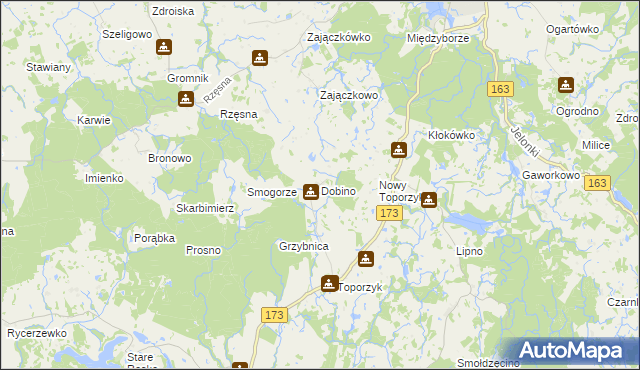 mapa Dobino gmina Połczyn-Zdrój, Dobino gmina Połczyn-Zdrój na mapie Targeo