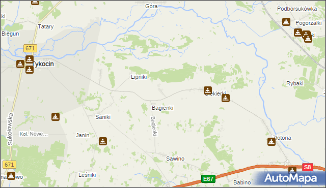 mapa Dobki gmina Tykocin, Dobki gmina Tykocin na mapie Targeo