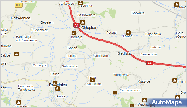 mapa Dobkowice gmina Chłopice, Dobkowice gmina Chłopice na mapie Targeo