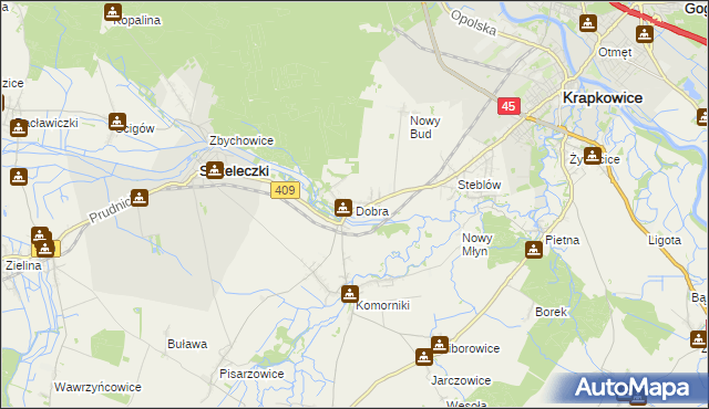 mapa Dobra gmina Strzeleczki, Dobra gmina Strzeleczki na mapie Targeo