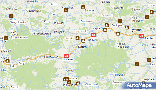 mapa Dobra powiat limanowski, Dobra powiat limanowski na mapie Targeo