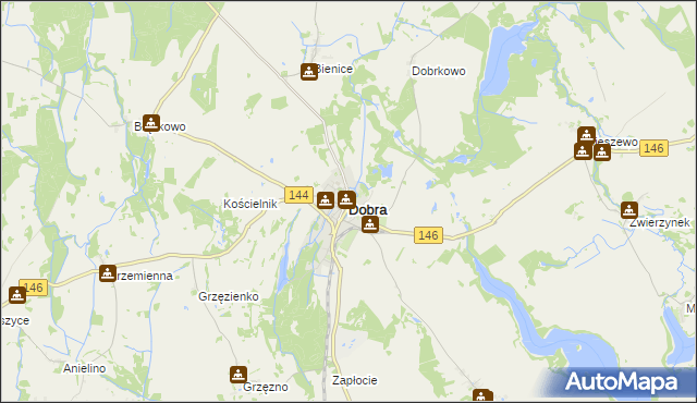 mapa Dobra powiat łobeski, Dobra powiat łobeski na mapie Targeo