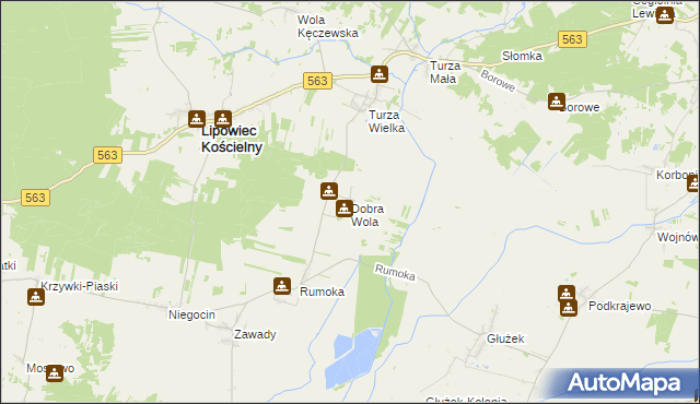 mapa Dobra Wola gmina Lipowiec Kościelny, Dobra Wola gmina Lipowiec Kościelny na mapie Targeo