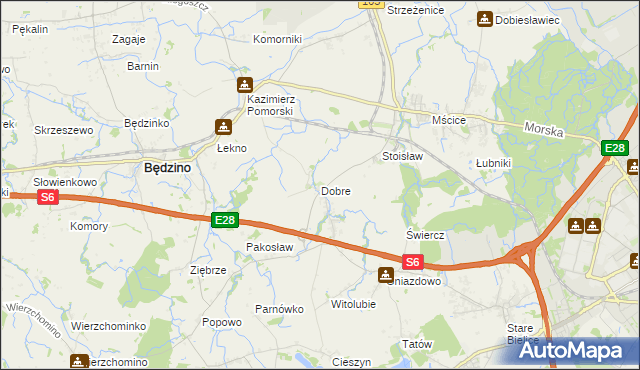 mapa Dobre gmina Będzino, Dobre gmina Będzino na mapie Targeo