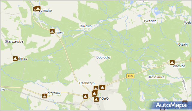 mapa Dobrochy gmina Tychowo, Dobrochy gmina Tychowo na mapie Targeo