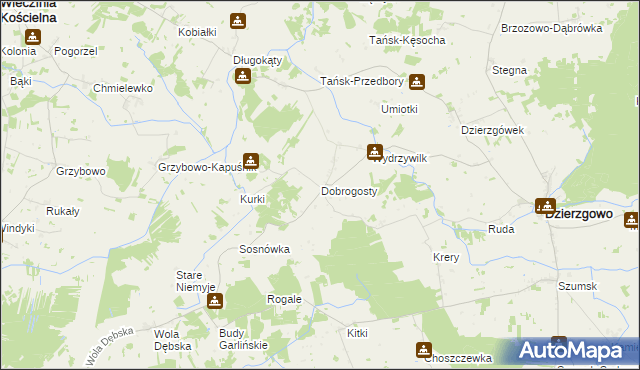 mapa Dobrogosty gmina Dzierzgowo, Dobrogosty gmina Dzierzgowo na mapie Targeo