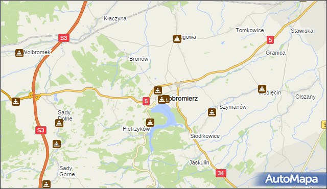 mapa Dobromierz powiat świdnicki, Dobromierz powiat świdnicki na mapie Targeo
