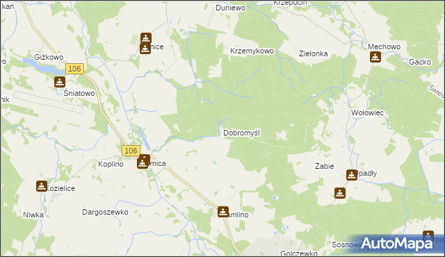 mapa Dobromyśl gmina Golczewo, Dobromyśl gmina Golczewo na mapie Targeo