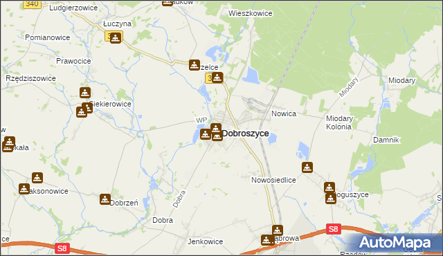 mapa Dobroszyce, Dobroszyce na mapie Targeo