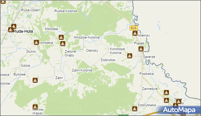 mapa Dobryłów, Dobryłów na mapie Targeo