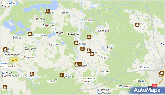 mapa Dobrzec gmina Sośnie, Dobrzec gmina Sośnie na mapie Targeo