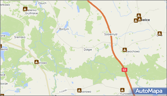 mapa Dołgie gmina Gryfino, Dołgie gmina Gryfino na mapie Targeo
