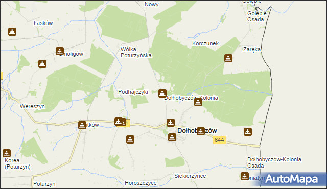 mapa Dołhobyczów-Kolonia, Dołhobyczów-Kolonia na mapie Targeo