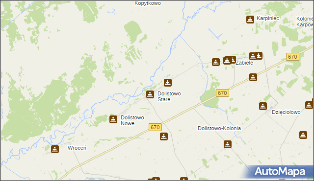 mapa Dolistowo Stare, Dolistowo Stare na mapie Targeo