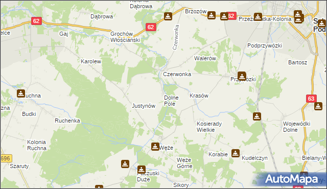 mapa Dolne Pole gmina Sokołów Podlaski, Dolne Pole gmina Sokołów Podlaski na mapie Targeo