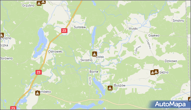 mapa Dolsk gmina Dębno, Dolsk gmina Dębno na mapie Targeo