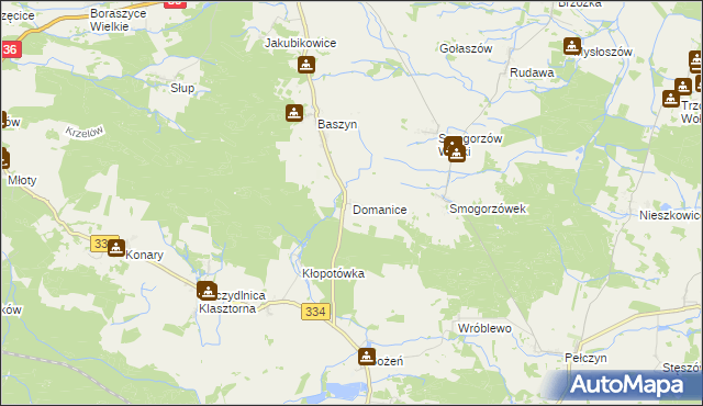 mapa Domanice gmina Wińsko, Domanice gmina Wińsko na mapie Targeo