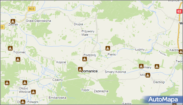 mapa Domanice-Kolonia, Domanice-Kolonia na mapie Targeo