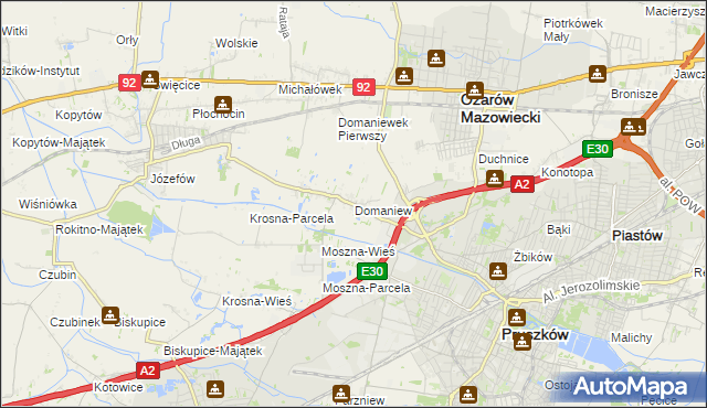 mapa Domaniew gmina Brwinów, Domaniew gmina Brwinów na mapie Targeo